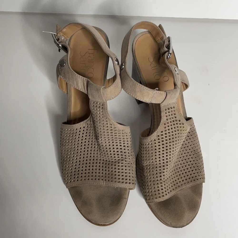 Franco Sarto‎ Molly Suede Tan Heel sz 9 tan